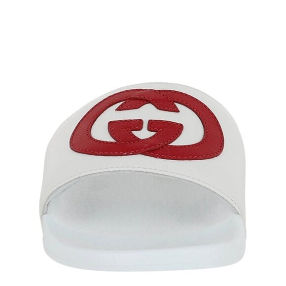 Gucci Interlocking G Slide Sandals – White Nappa Leather – Size 39 / US 9 – NIB - Picture 2 of 9